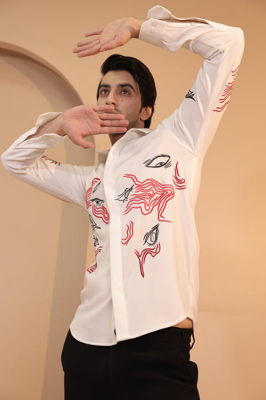 White embroidered tribal shirt